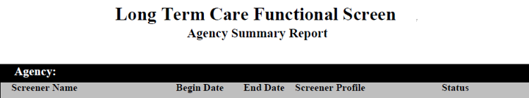 CLTS Functional Screen Module 11 Agency Summary Report