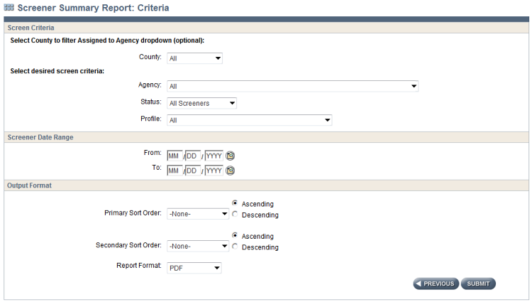 CLTS Functional Screen Module 11 Screener Summary Report: Criteria