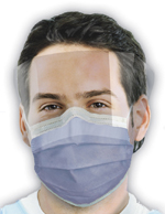 An adult wearing a procedure mask.