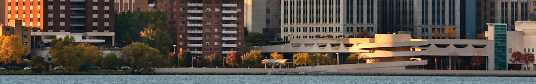 View of Monona Terrace and buildings from the Lake Monona