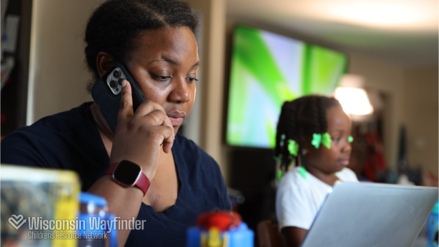 Wisconsin Wayfinder: Parent on Phone