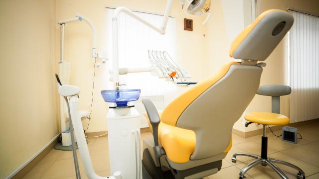 A room with dental care items.
