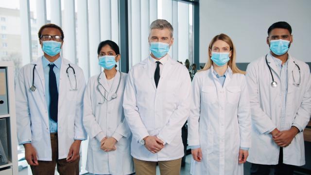 Portrait of five medical staff