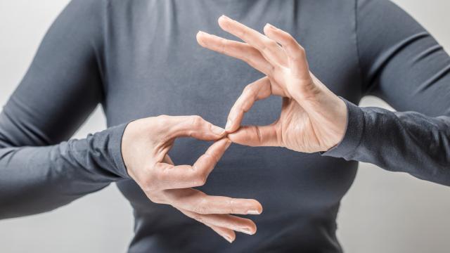 Adult learning sign language