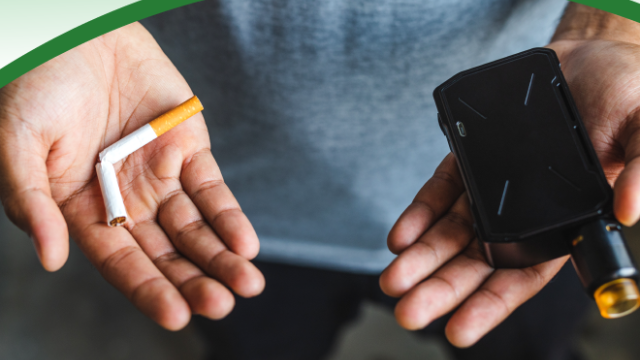 Tobacco Program image of broken cigarette and vape cartridge