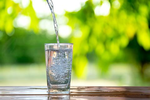 Glass of water on a table