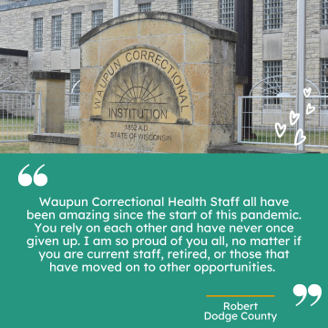 Thank you note to Waupun Correctional Health Staff