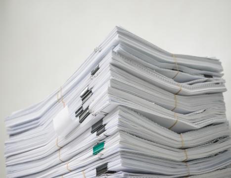 Stack of bound reports