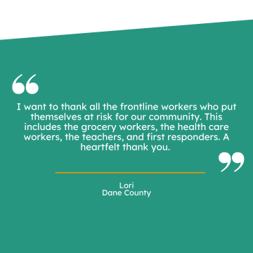 Thank you note to frontline workers in Dane County