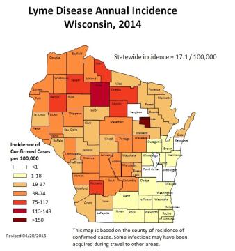 Lyme Disease Incidence 2014 Map