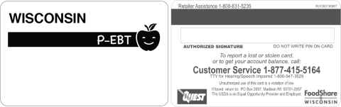 Pandemic Electronic Benefit Transfer (EBT) card, showing front and back