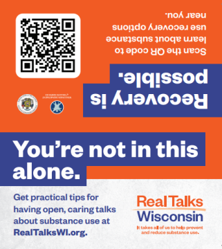 Outside panels of Real Talks Wisconsin wallet card