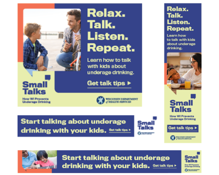 Examples of the Small Talks online display ads in a collage