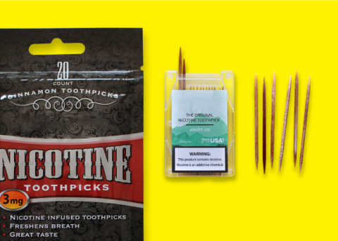 Nicotine toothpicks
