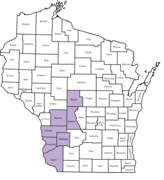 A map of Wisconsin with region 8 highlighted