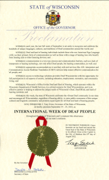 Governor's proclamation: International Week of Deaf People