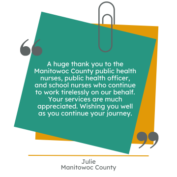 Thank you note from Julie, Manitowoc County