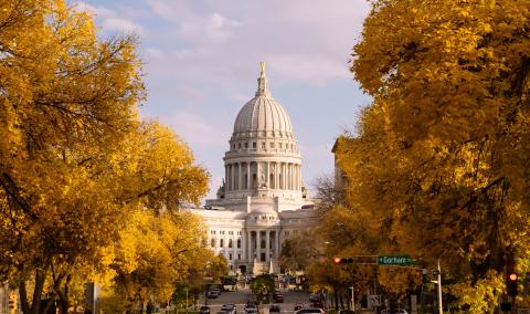Wisconsin state Capitol building in the Fall
