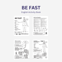 Coloring book with various activities related to stroke awareness