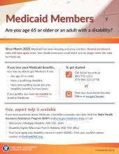 Information on special enrollment period for Medicaid members who no longer qualify for Medicaid