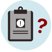 Illustration of clipboard next to a question mark