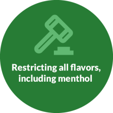 Text reads: "Restricting all flavors, including menthol."