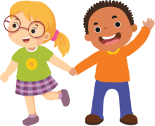 Illustration of two children holding hands