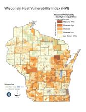 Map showing the Heat Vulnerability Index in Wisconsin