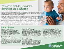 Wisconsin Birth to 3 Program, Services at a Glance, P-03011