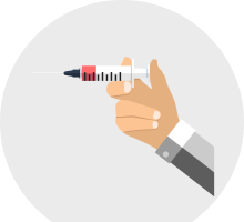 Illustration of a hand holding a syringe