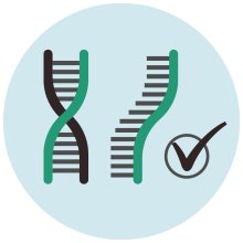 Illustration of MRNA and a checkmark