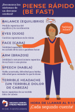 Magnet in Spanish detailing the signs and symptoms of stroke and the importance of calling 911