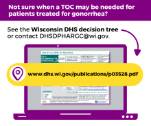 Not sure when a TOC may be needed for patients treated for gonorrhea?