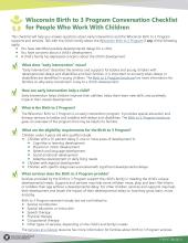 Wisconsin Birth to 3 Program conversation checklist for people who work with children, P-03017