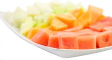 Fresh melon cut up on a plate