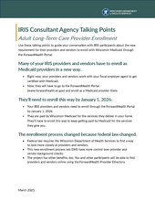 Cover Preview of ICA Talking Points for Adult Long-Term Care Provider Enrollment