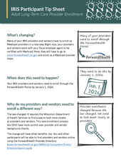 Cover Preview of IRIS Participant Tip Sheet for Adult Long-Term Care Provider Enrollment