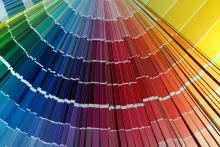 Spectrum of color paint samples