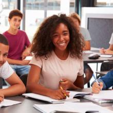 High school teens in classroom