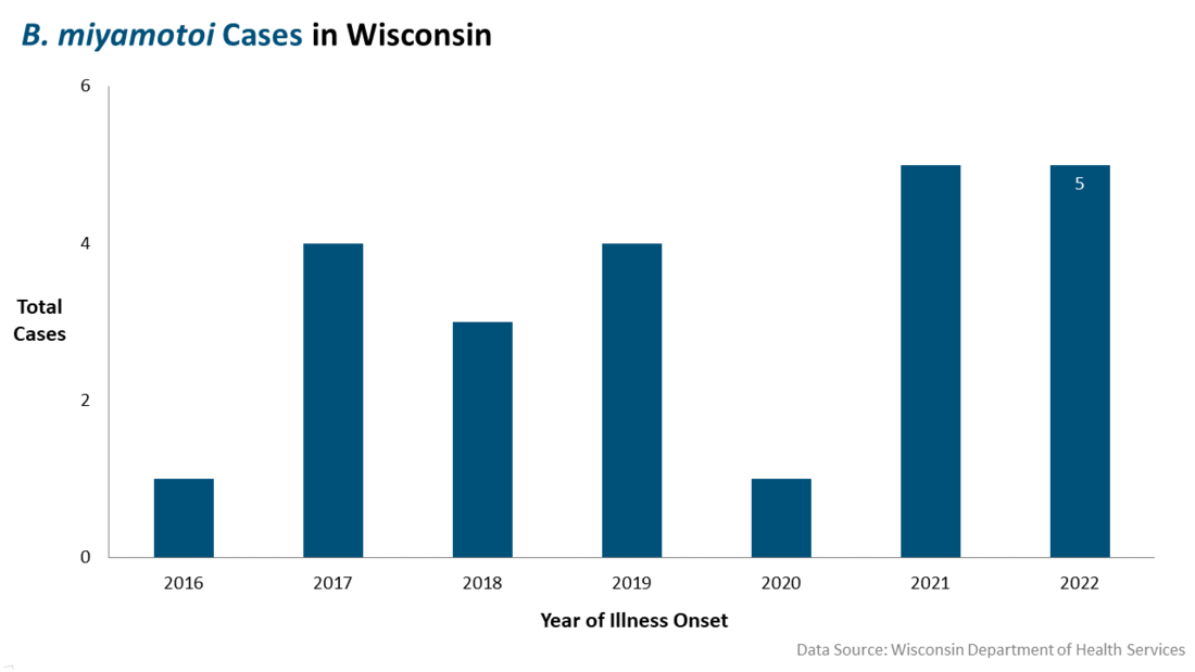 Cases of B. miyamotoi by year