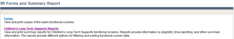 CLTS Functional Screen Module 11 Forms and Summary Report