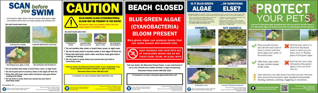 Examples of blue-green algae signage