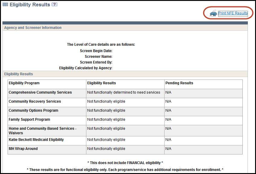 CLTS Functional Screen Module 11 Print Report