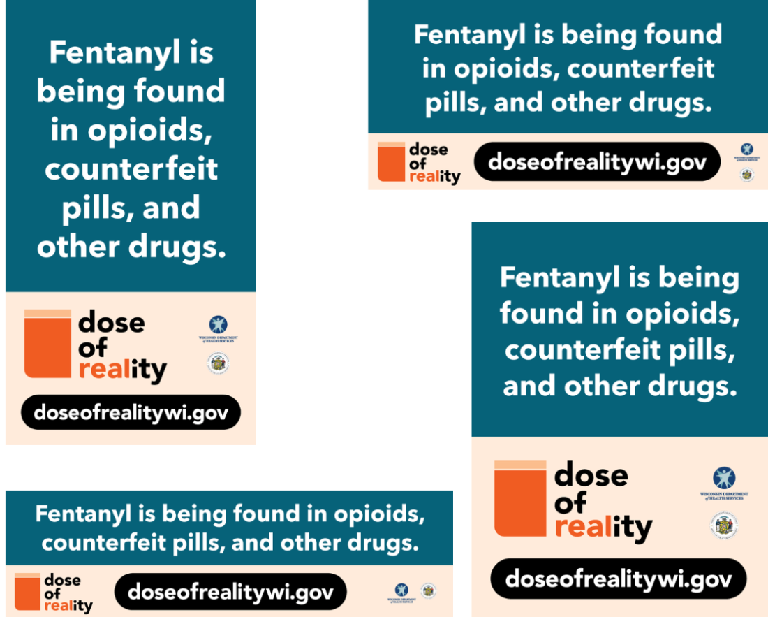 Collection of digital ads promoting fentanyl test strips