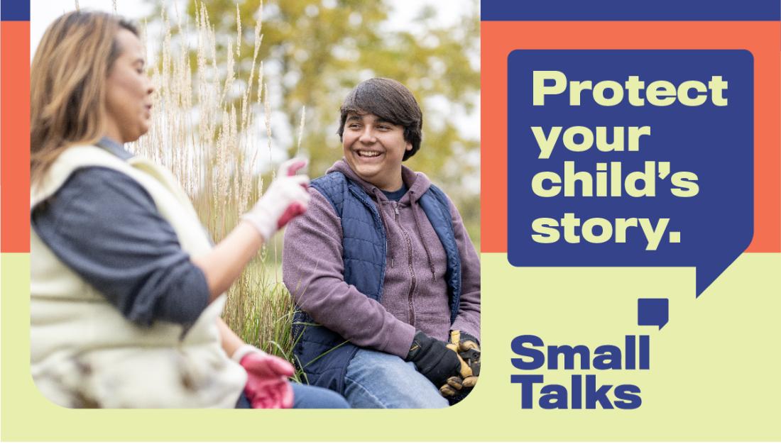 Protect your child's story: adult with child.