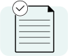 Icon of paper with checkmark in upper left corner