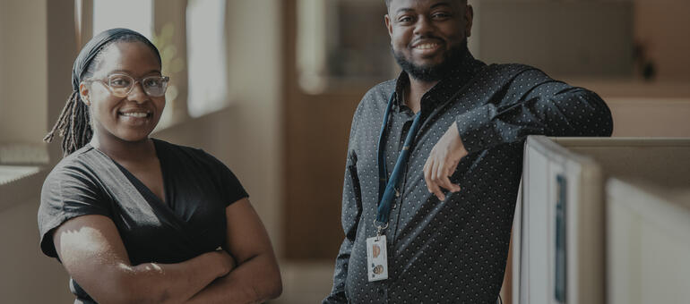 FSET Participant and Worker Standing in an Office FSET Participant and Worker Standing in an Office